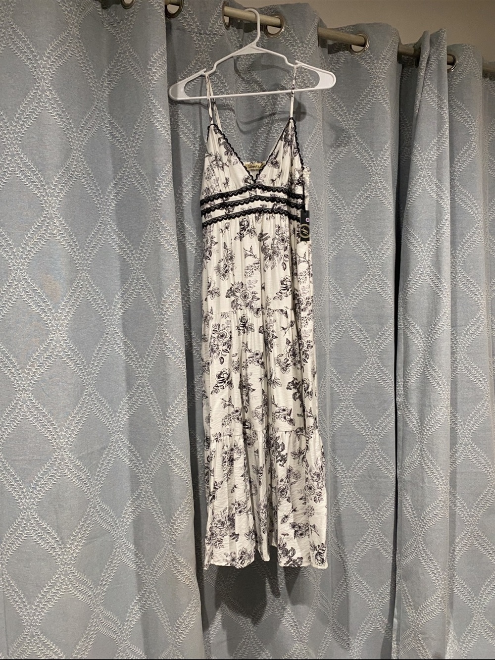 Liberty Love White Maxi Dress with Black Floral Print